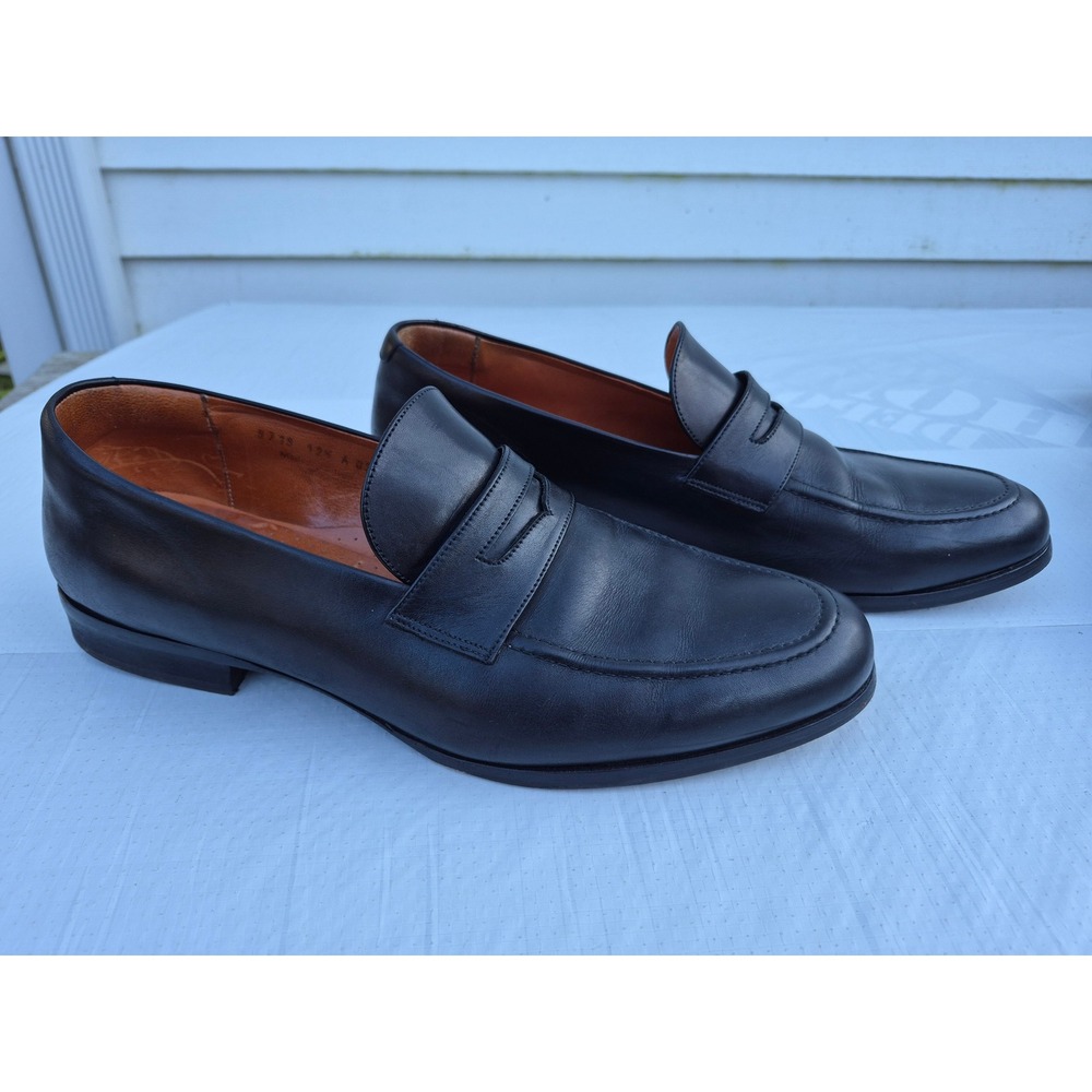 Wolf & Shepherd Mens Black Leather Penny Loafers Dress Shoes Size 12.5 Portugal